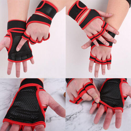 Women Men Fitness Gloves Weight Lifting Training Gym Grip Yoga Half Finger - Picture 1 of 13