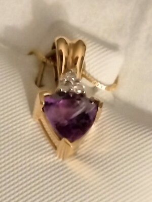 Designer Halskette 14 Karat massiv Gelbgold von C.Duneier natürlicher Amethyst 3 Dias