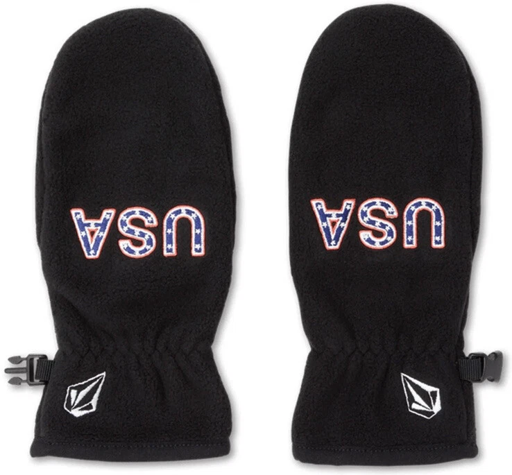 XL VOLCOM US Olympic Snowboard Team Mens Fleece Mitts Mittens Gloves Black USA