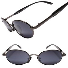Retro Sophistication 80s Grunge Nostalgia Urban Hippie Oval Gunmetal Sunglasses