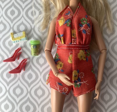 Doll Clothes Red Floral Halter Romper Outfit For 11.5'' Fashion Dolls