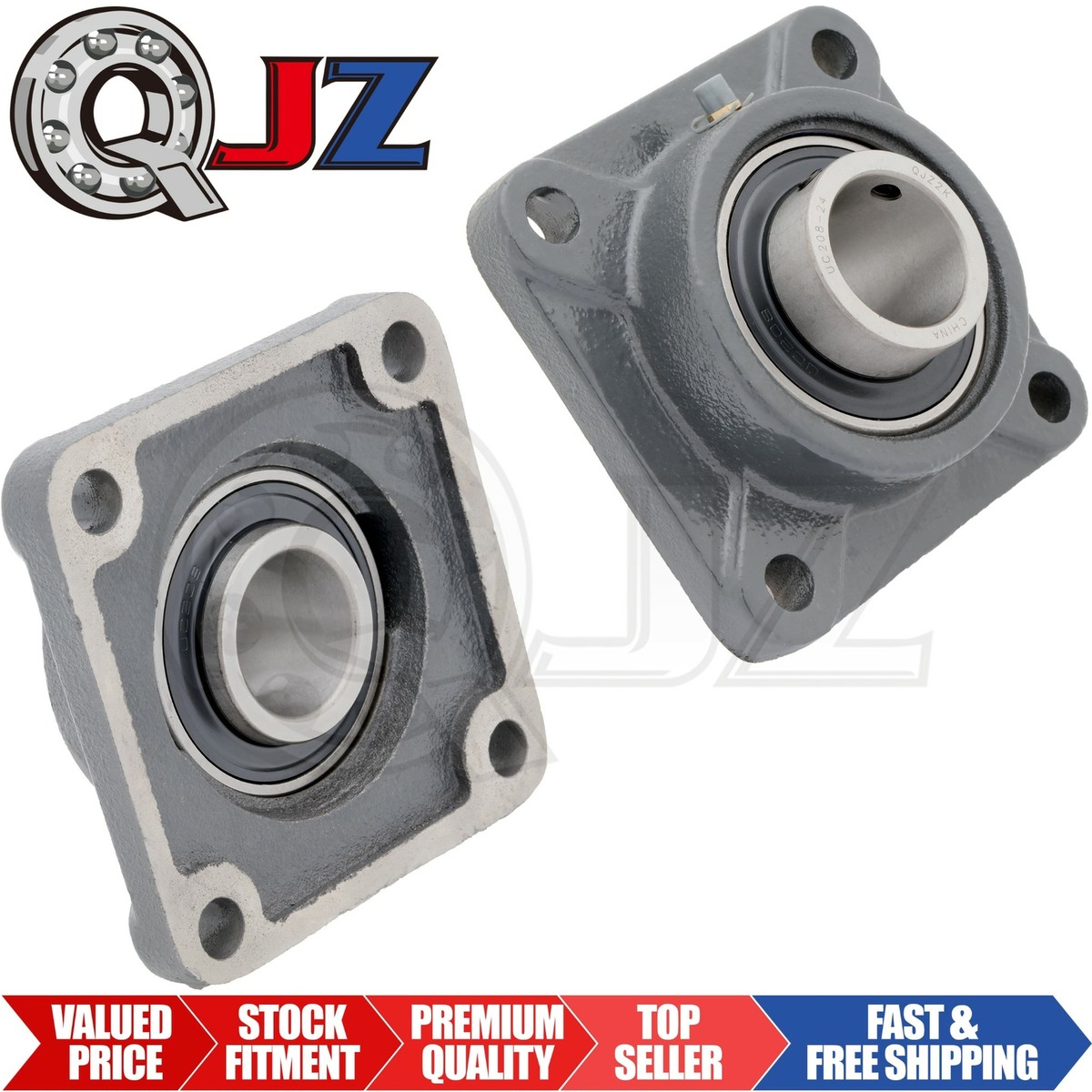 Qty.2] UCFS208-24 4-Bolt Flange Square Unit [1-1/2