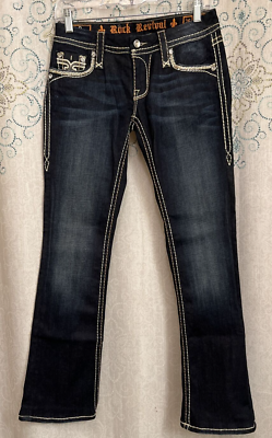 Rock Revival Women's Blue Dark Sherry Bootcut Embellished Jeans