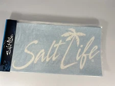 Salt Life Decal - 12" Medium Surface Mount Sticker - Palm Tree- White SAD972