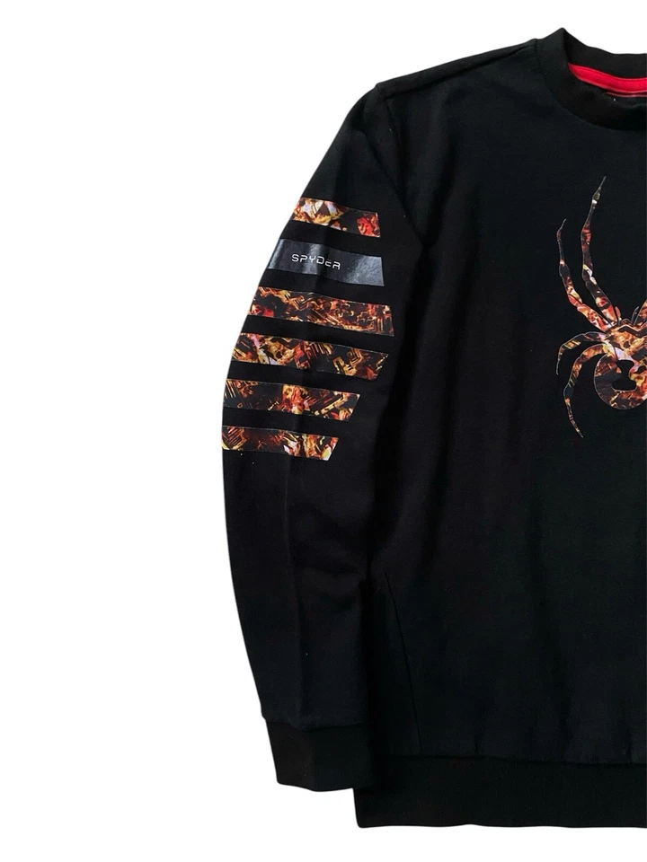 Spyder Mens S Big Logo Spellout Sleeve Crewneck Sweater Black - Image 2 of 4