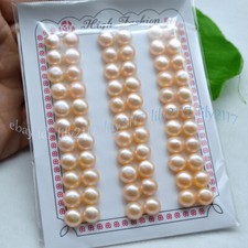 33 Pairs 8-9mm Genuine Pink Freshwater Pearl Half-drilled Beads For DIY Earrings