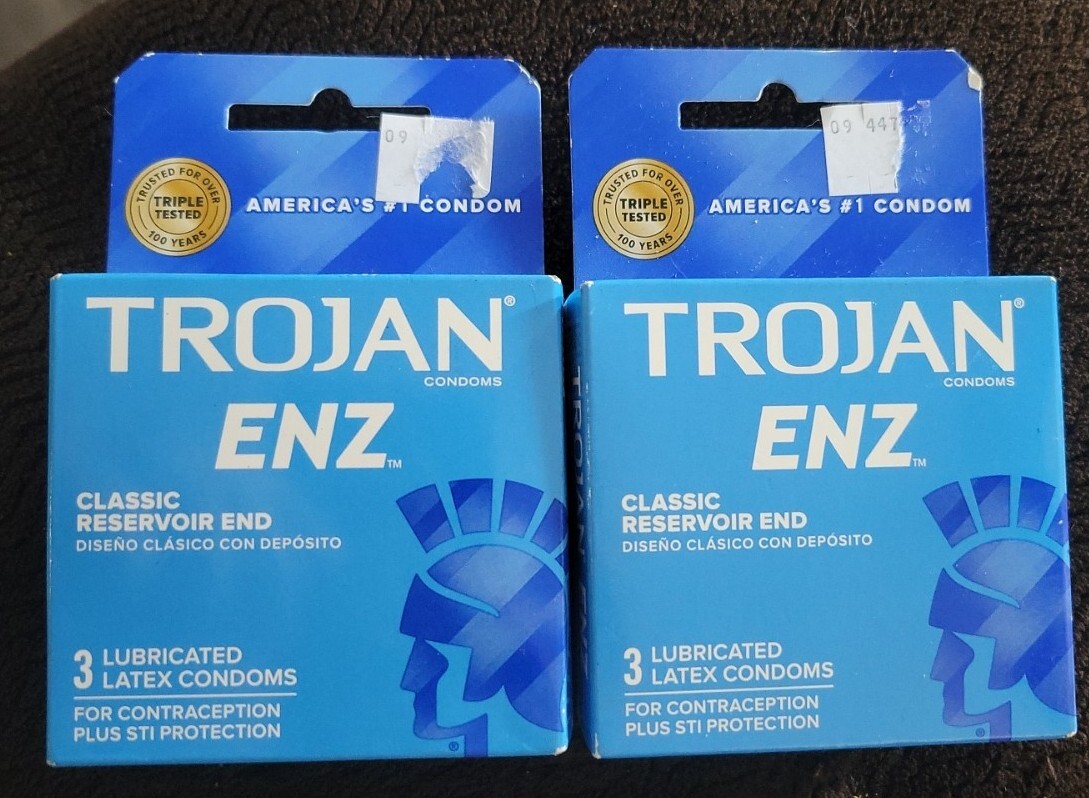 2 Boxes Trojan Enz Condoms Lubricated Latex 3 Each | eBay