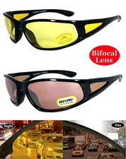 INNER BIFOCAL NIGHT / DAY DRIVING YELLOW / AMBER LENS READING GLASSES SUN READER