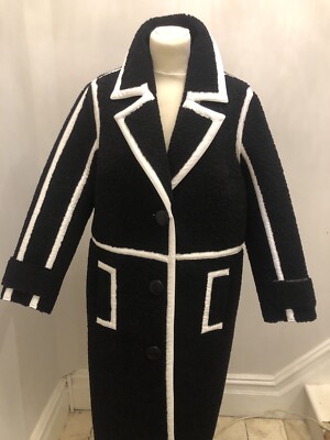 Stand Studio Coat Kenzie Faux Leather Black & White Size FR36 BNWT RRP £529