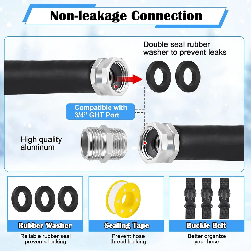 Manguera de agua caliente de 15/30/60 pies para RV -45 °F manguera de agua potable climatizada anticongelante Foto 2 de 4