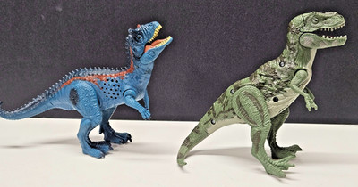 Kid Galaxy Dinosaur Toys Lot 2 Lights Sounds Poseable Tested Working T Rex
