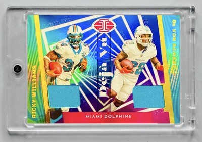 Ricky Williams De Von Achane DEJA VU JERSEY RELIC CARD PANINI DOLPHINS MINT