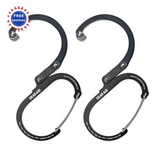 GEAR AID HEROCLIP Carabiner Clip and Hook Medium 2 Pack Camping Backpack Garage