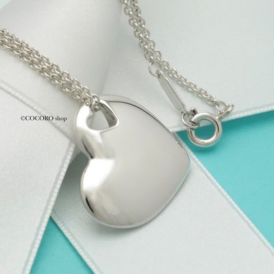 Authentische Tiffany & Co. Schablone Ausschnitt zwei Herzen Halskette 16,1'' Silber mit Etui