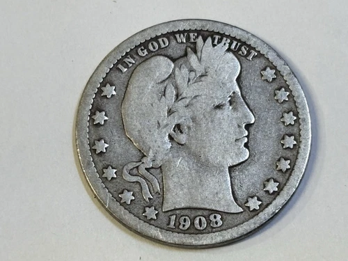 1908-D Barber Quarter Dollar 25C VG