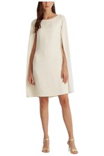 Lauren Ralph Lauren Women's Cape Georgette Dress Mascarpone Cream