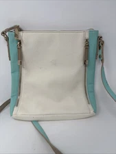 Charming Charlie White/ Seafoam Blue Vegan Leather  Crossbody Bag