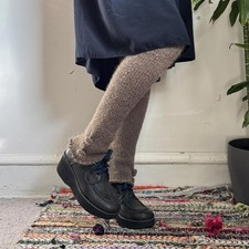 Dreamy Taupe Knit Leg Warmers w/ Pom-Poms