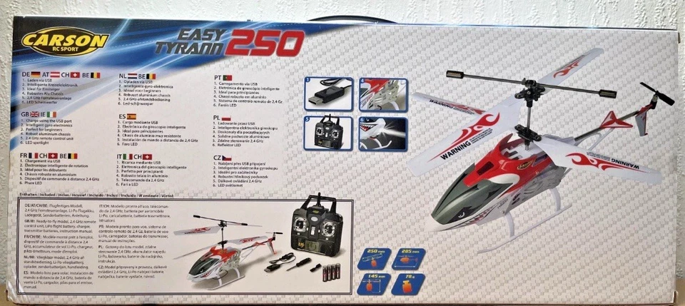 Carson Easy Tyrann 250 RC Helikopter 2.4GHz RTF LED FSK14 NEU OVP - Bild 2 von 3
