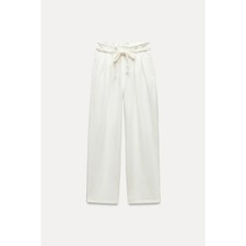 NWTGS Zara BELTED CRISP WHITE JOGGING PANTS SZ S