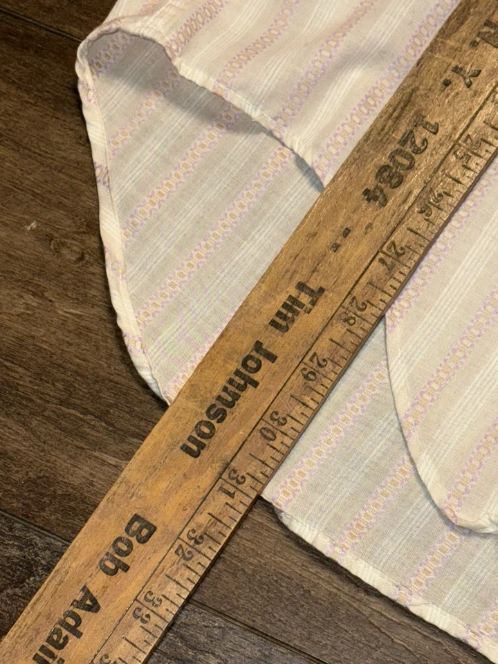 Camisa De Colección Enro Años 60 Abotonada Para Hombre Pequeña 15 1/2 Amarillo Rosa Bordado MCM Foto 4 de 4