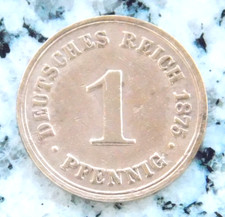 1 Pfennig 1875 B Copper Empire Coin German Reich Rare Excellent Condition