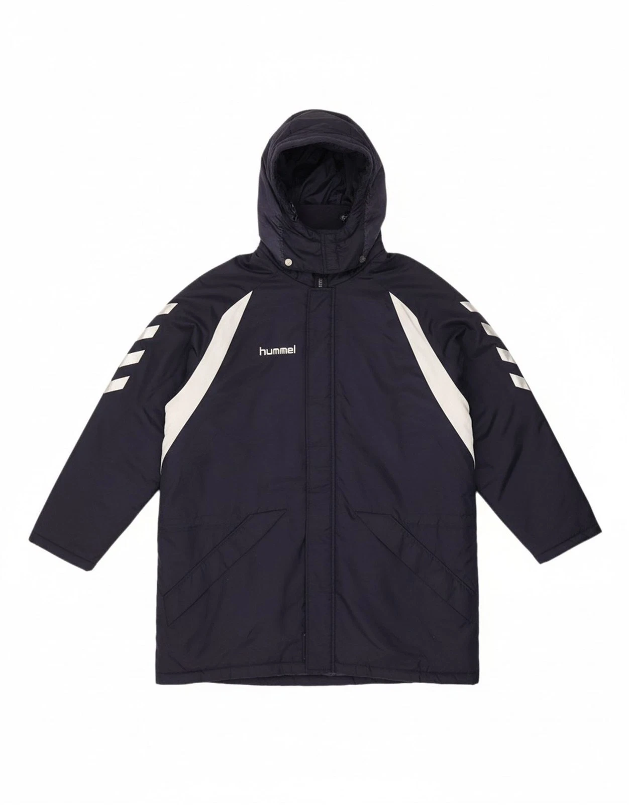 HUMMEL Mens Oversized Hooded Windbreaker Jacket UK 36/38 Small Navy Blue DY68