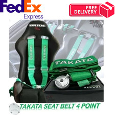 Takata Green 4 Point Snap-on 3 With Camlock Racing Seat Belt Harness Universal