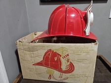 Texaco Fire Chief Toy Fireman Helmet Hat Brown & Bigelow Vintage 1960s Box!