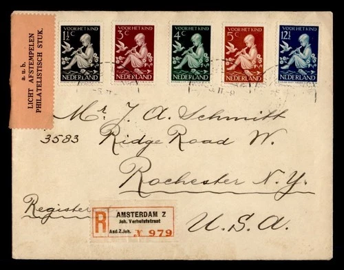DR WHO 1940 NETHERLANDS FDC? COMBO REGISTERED AMSTERDAM TO USA R25057