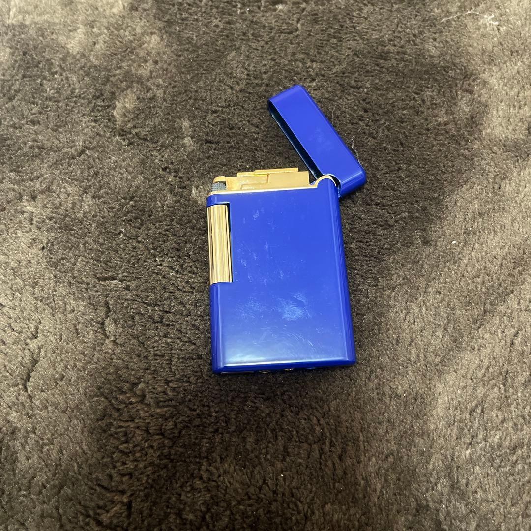 GIVENCHY Life Gas Lighter Blue Gold Retro Used thumbnail 4