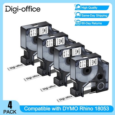 4PK 18053 IND Heat-Shrink Tube 3/8'' BlackWhite for DYMO Rhino PRO 1000 5000