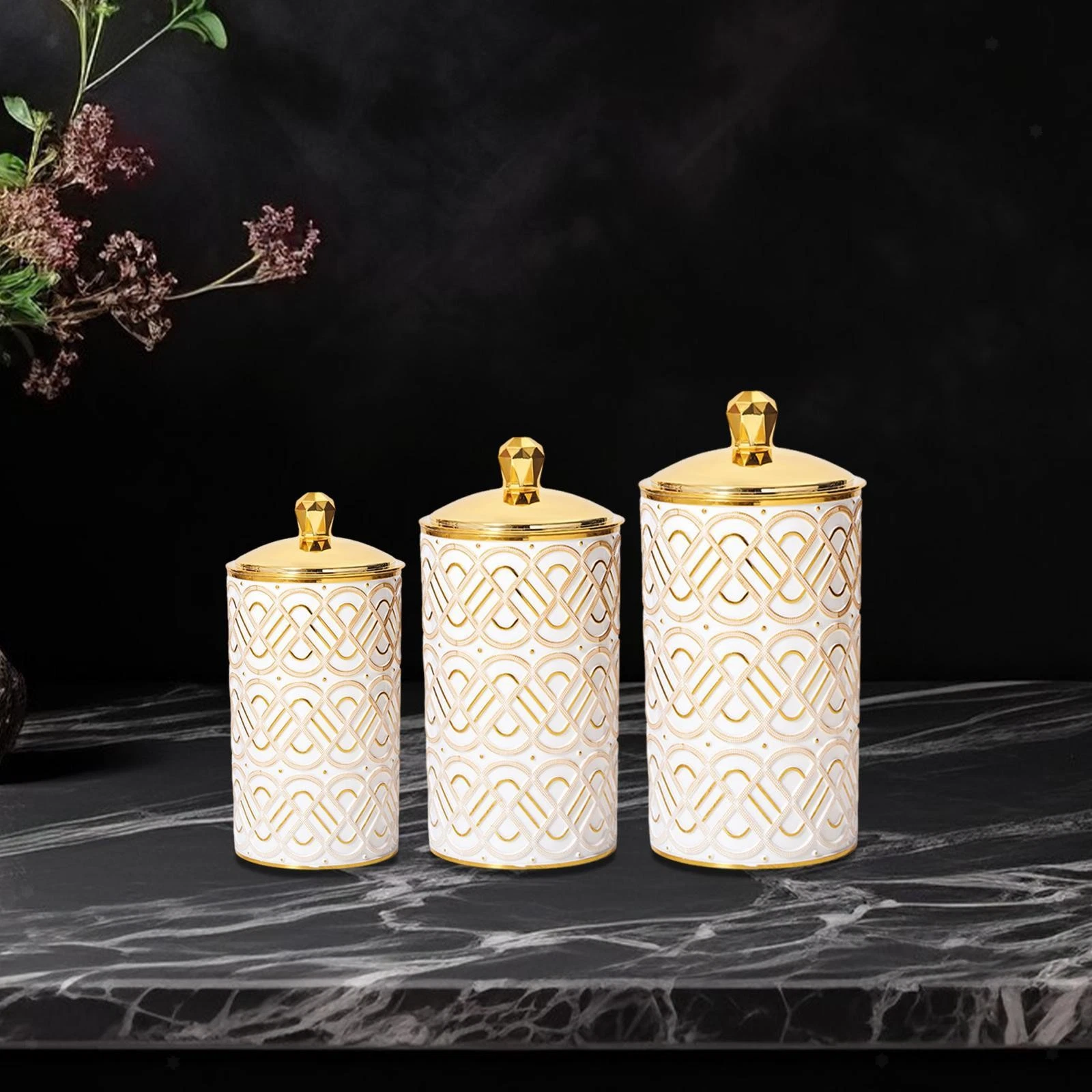3 Pieces Storage Jars with Lid Kitchen Canister for Loose Tea Coffee Beans