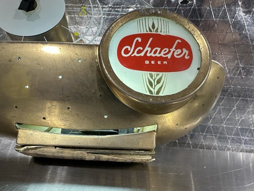 Vintage Schaefer Bier beleuchtet Atom Segelboot Uhr Registrierkassenschild - Bild 6 von 21