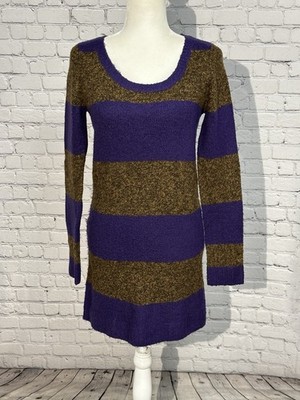 Arizona Jean Company Striped Long Sleeve Dress in Purple and Brown