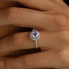 1.30Ctw Round Solitaire Halo 935 Engagement Ring LIFETIME WARRANTY