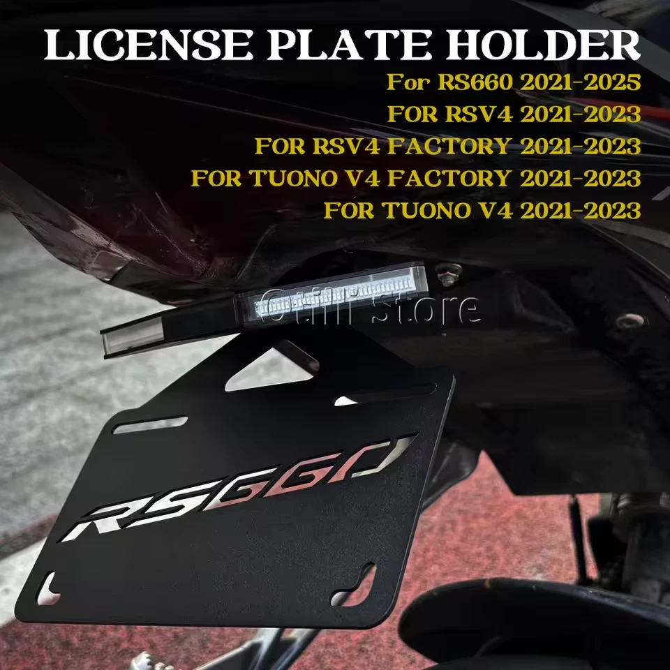 Soporte de matrícula trasero para Aprilia RS660 Tuono 660 RSV4 luz LED cola ordenado Foto 2 de 4