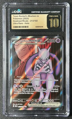 TEAM ROCKET'S MEWTWO EX CGC 10 PRISTINE 2025 POKEMON DRI EN #213/182 HOLO 016