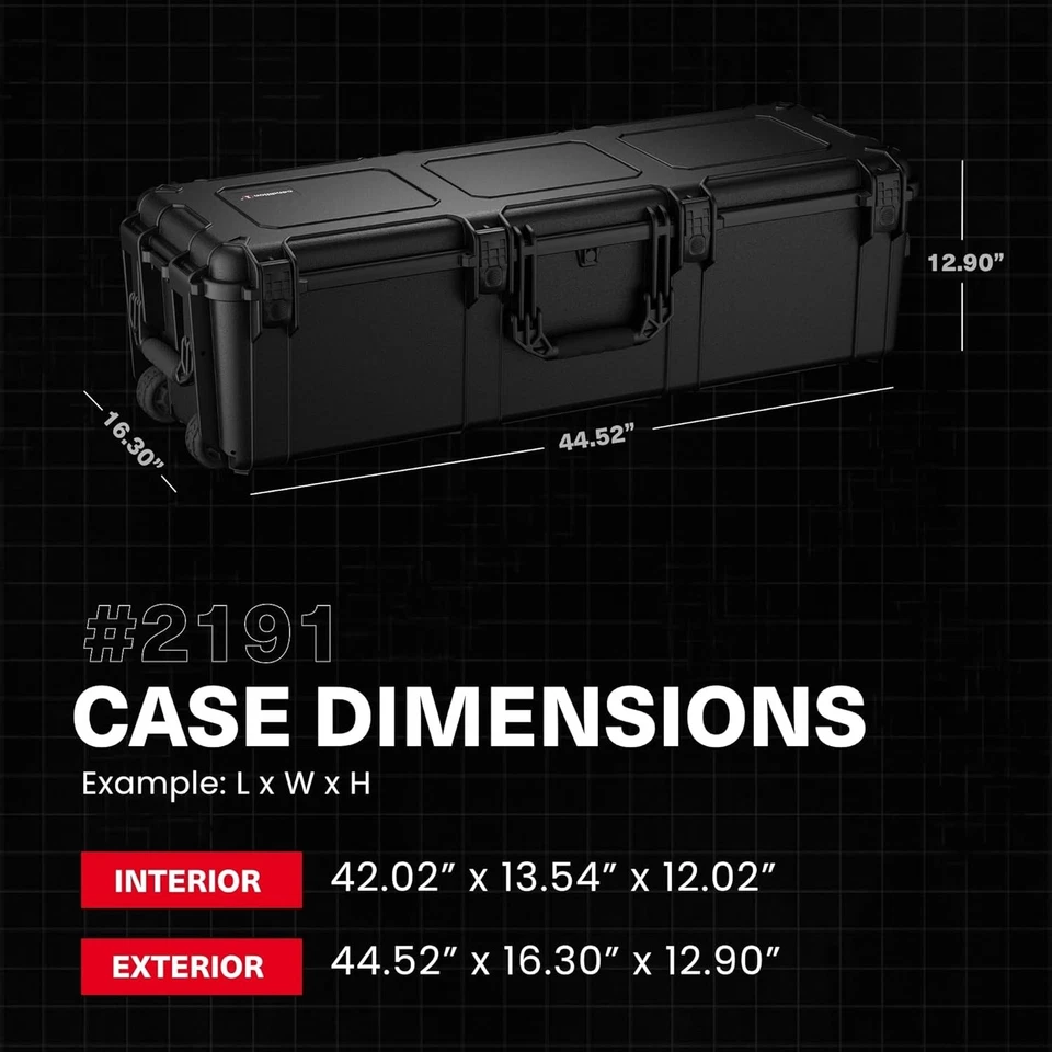 45-дюймовый водонепроницаемый жесткий чехол с колесами - запираемый, одобрен TSA - Изображение 4 из 4