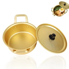 Korean Ramen Noodle Pot, Yellow Aluminum Non-Stick, Traditional Quick Cooking