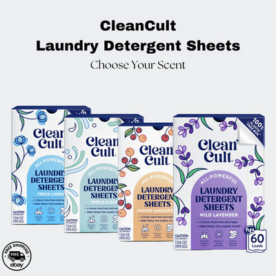 Cleancult Laundry Detergent Sheets 60 Loads | Eco Friendly | Choose Scent
