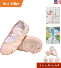 Charming Girls' Ballet Shoes - Soft Leather with Breathable Design for Comfort