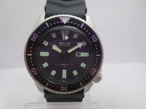 VINTAGE SEIKO 4205-0155 DATE STAINLESS STEEL AUTOMATIC MIDSIZE MEN DIVER WATCH