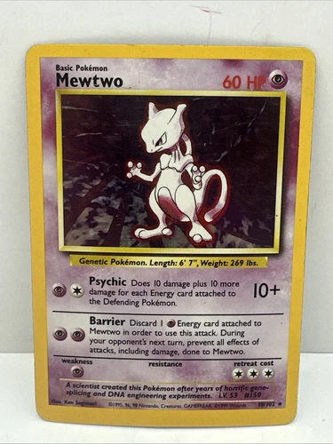 Mewtwo 10/102 Base Set Holo Rare Vintage 1999 Pokemon Card