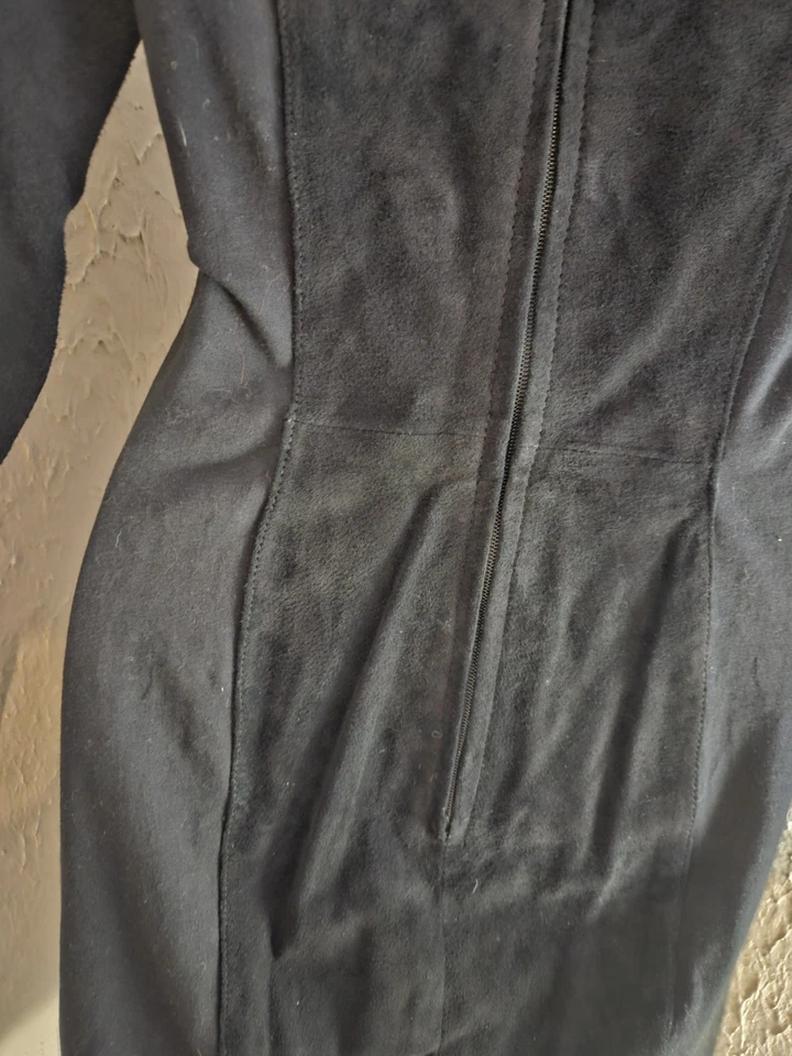 Mini Vestido Wilsons Cuero Negro Y Rosa Gamuza Vinatge Rocker Foto 3 de 4