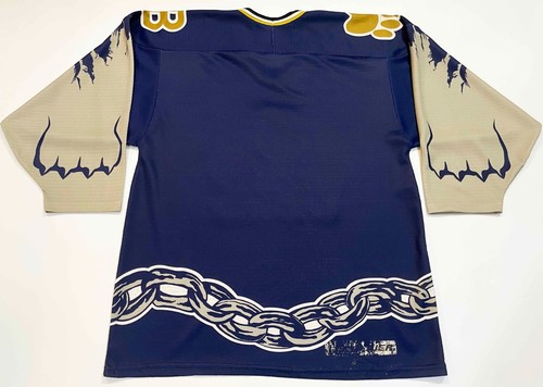 Bauer Long Beach Ice Dogs ECHL Hockey Jersey Man M Navy Blue Canada Sewn blank - Picture 7 of 8