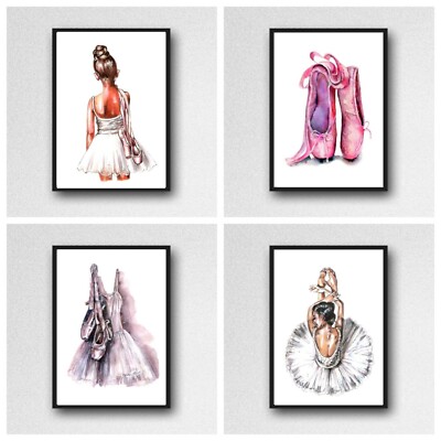 4X BALLETT BALLERINA Druck Bild Wandbild Wohndeko Poster A4 UNGERAHMT TANZ 2