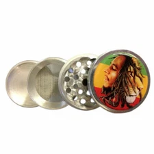 Kitchen Spice Herb Shredder Grinder Crusher Metal 4pc Bob Marley Lion Rasta GB1