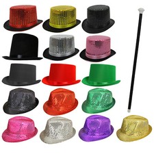 ADULT HAT AND DANCE CANE FANCY DRESS RINGMASTER CABARET THEATRE SHOW TOP BOWLER