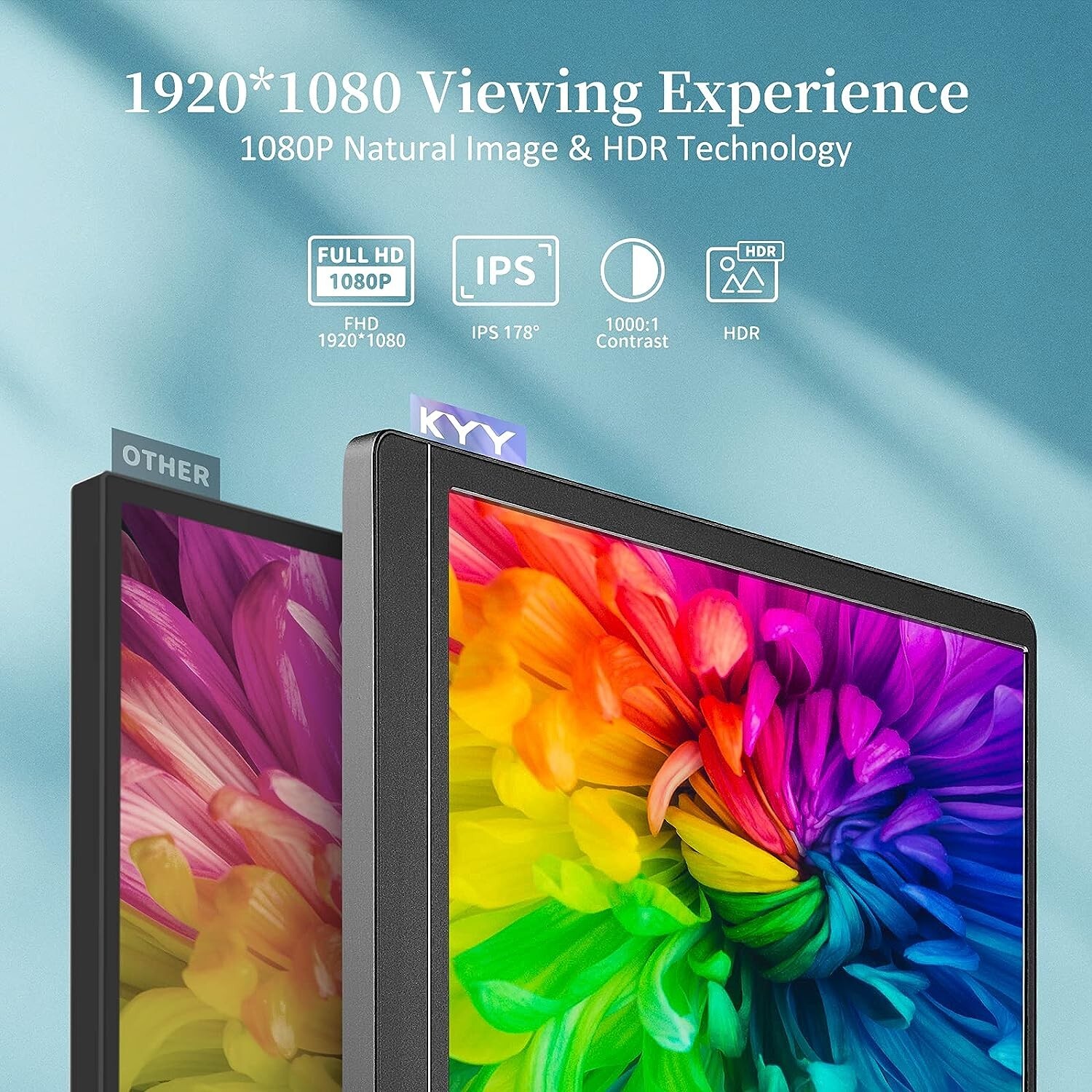 Portable Monitor - KYY 15.6inch 1080P FHD USB-C Laptop Monitor HDMI ...